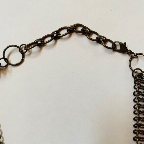 Vintage Brass Necklace Gypsy Costume Adjustable Jewelry Chain Mail Necklace - Picture 7 of 12